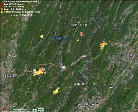 Map Virginia fires 4-11-2012