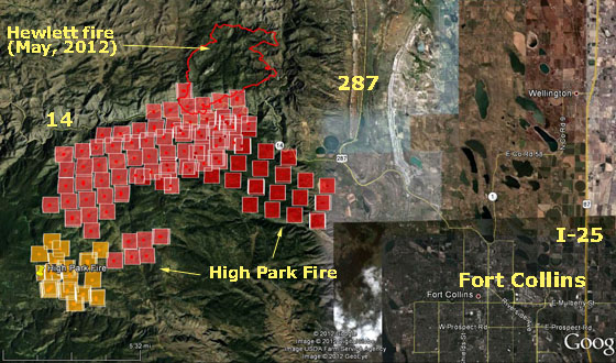Map of High Park Fire 3:20 a.m. MT, June 10, 2012