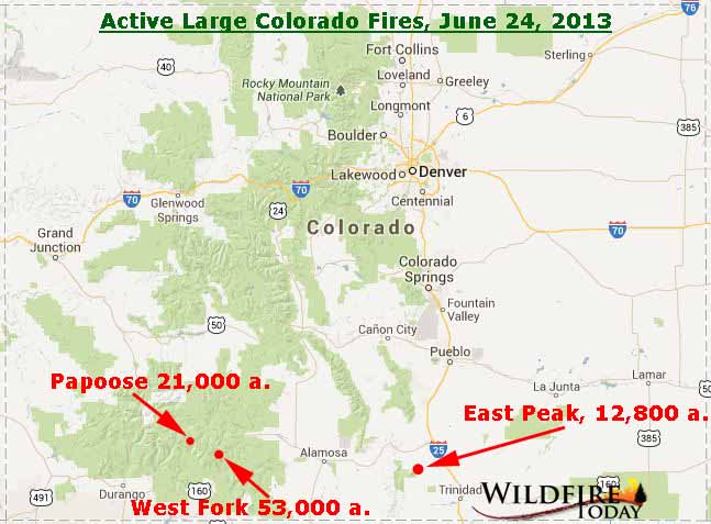 Map of Colorado fires June 24, 2013