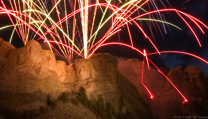 Mount Rushmore fireworks embers hitting ground