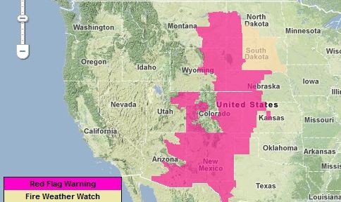 Map red flag warning 3-17-2012