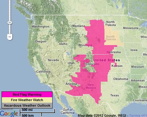 Map red flag warning 3-17-2012