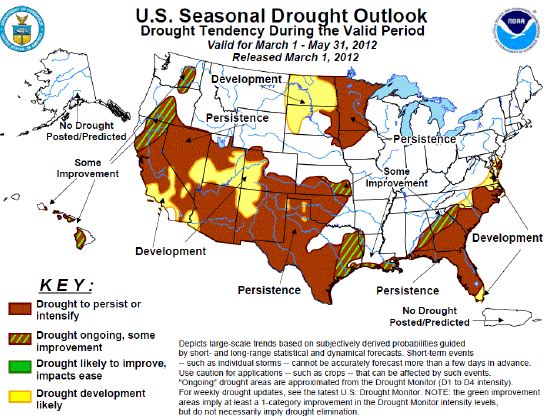 Seasonal drought outlook, March-May, 2012