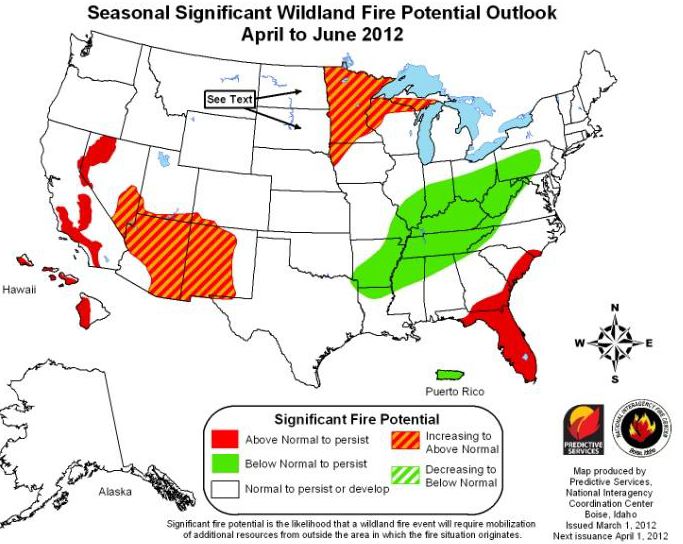 Wildfire outlook April-June, 2012