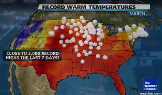 USA map record high temperatures
