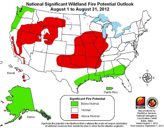 Wildfire potential, August through November, 2012