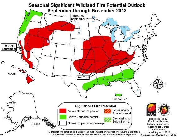 Wildfire potential, August through November, 2012