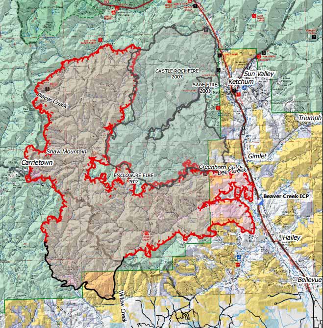 Map Of Beaver Creek Fire 2 A M Mdt August 17 2013 Wildfire Today