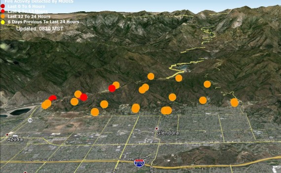 Map of Colby Fire at 2 a.m. PST, January 17, 2014