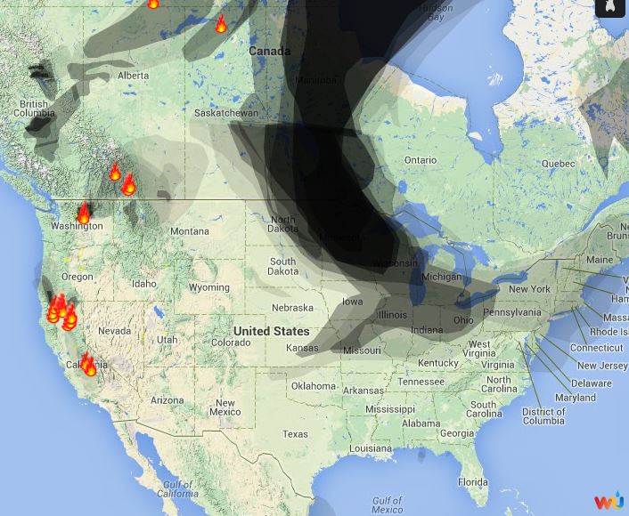Wildfire smoke map, August 1, 2014 - Wildfire Today