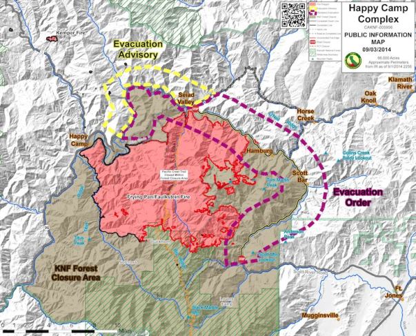 Happy Camp Fire Evacuation Map 9 3 2014 Wildfire Today