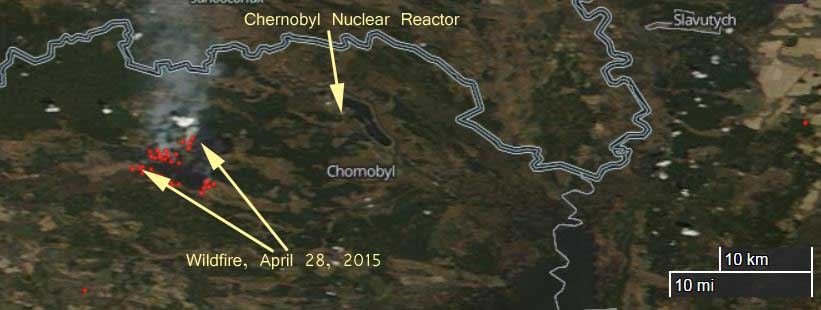 Map of fire near Chernobyl