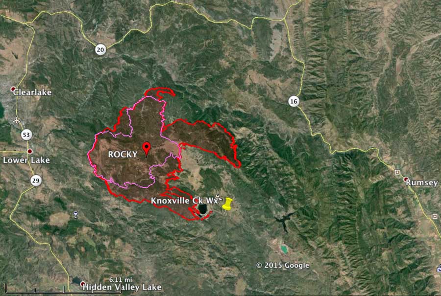 Rocky Fire near Clearlake, CA burns thousands of acres in first 5 hours ...