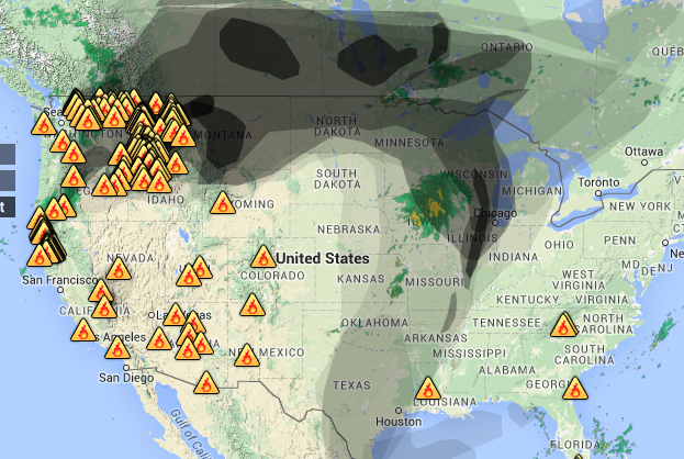 Smoke map and Red Flag Warnings, Aug. 28, 2015 - Wildfire Today