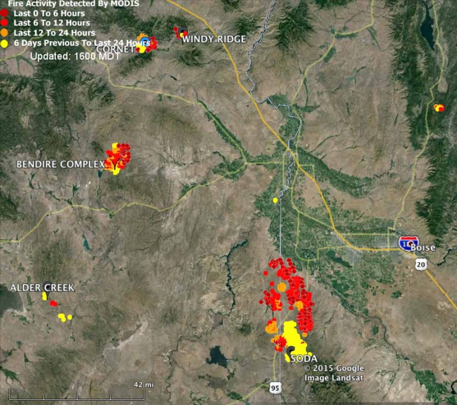 map Soda Fire, 143 pm MT, Aug 12, 2015 - Wildfire Today