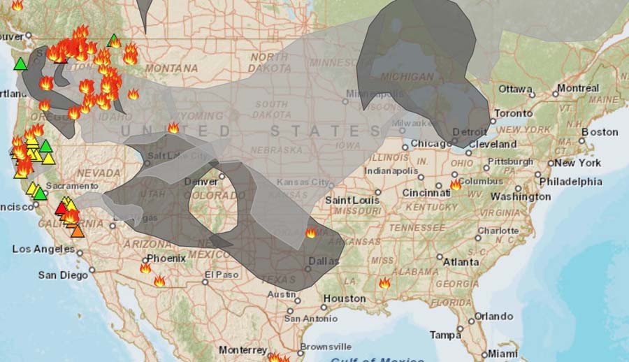 Wildfire smoke, air quality 3 pm Aug 22, 2015 - Wildfire Today