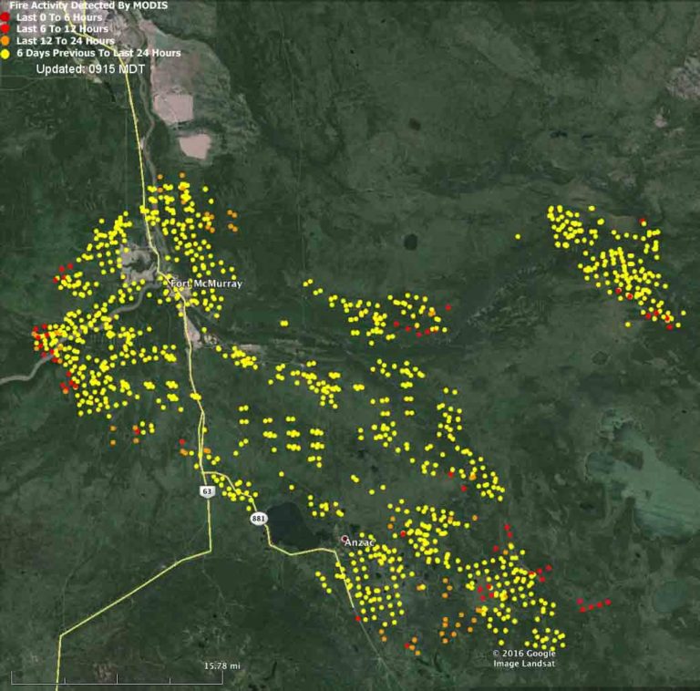Map Fort McMurray Fire 1043 Pm MDT May 7 2016 768x758 