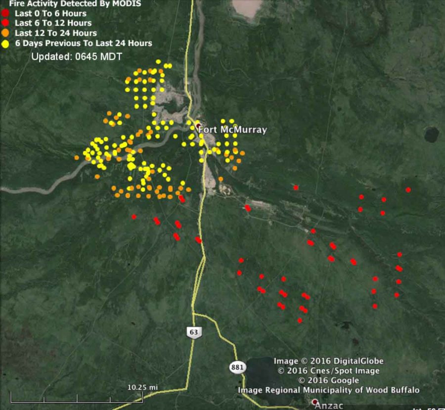 Where Is Fort Mcmurray On Map Map Fort Mcmurray Fire 1051 Pm May 4, 2016 - Wildfire Today