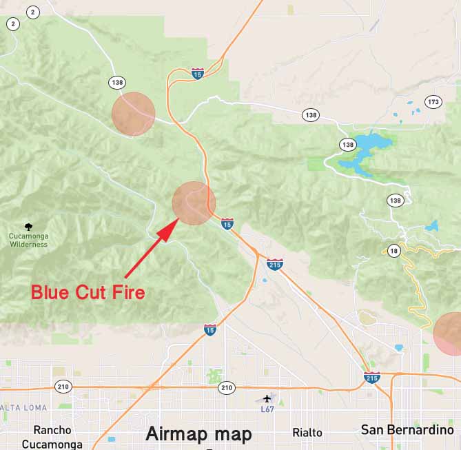 Blue Cut Fire Origin Map Wildfire Today