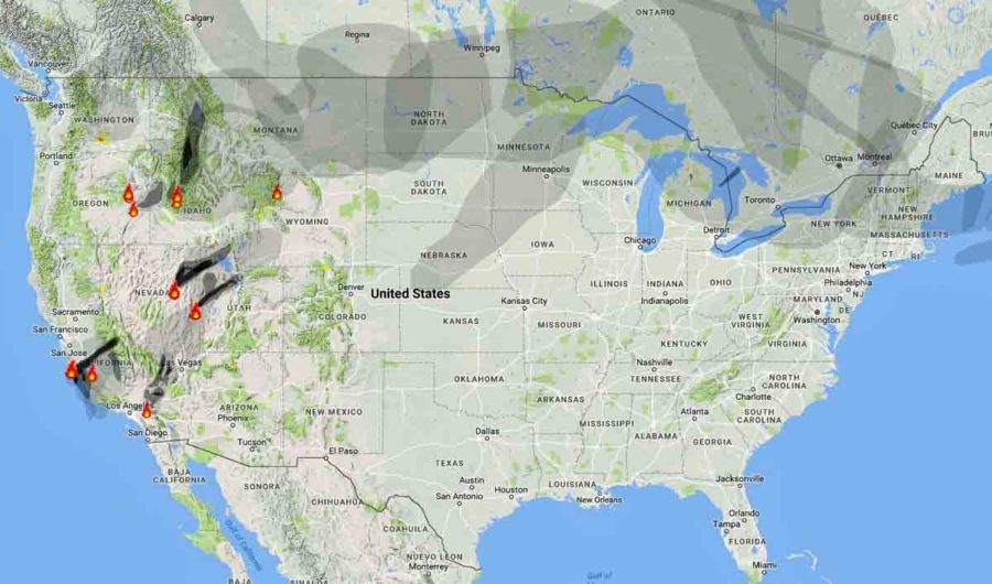 Wildfire smoke and Red Flag Warnings, August 9, 2016 - Wildfire Today