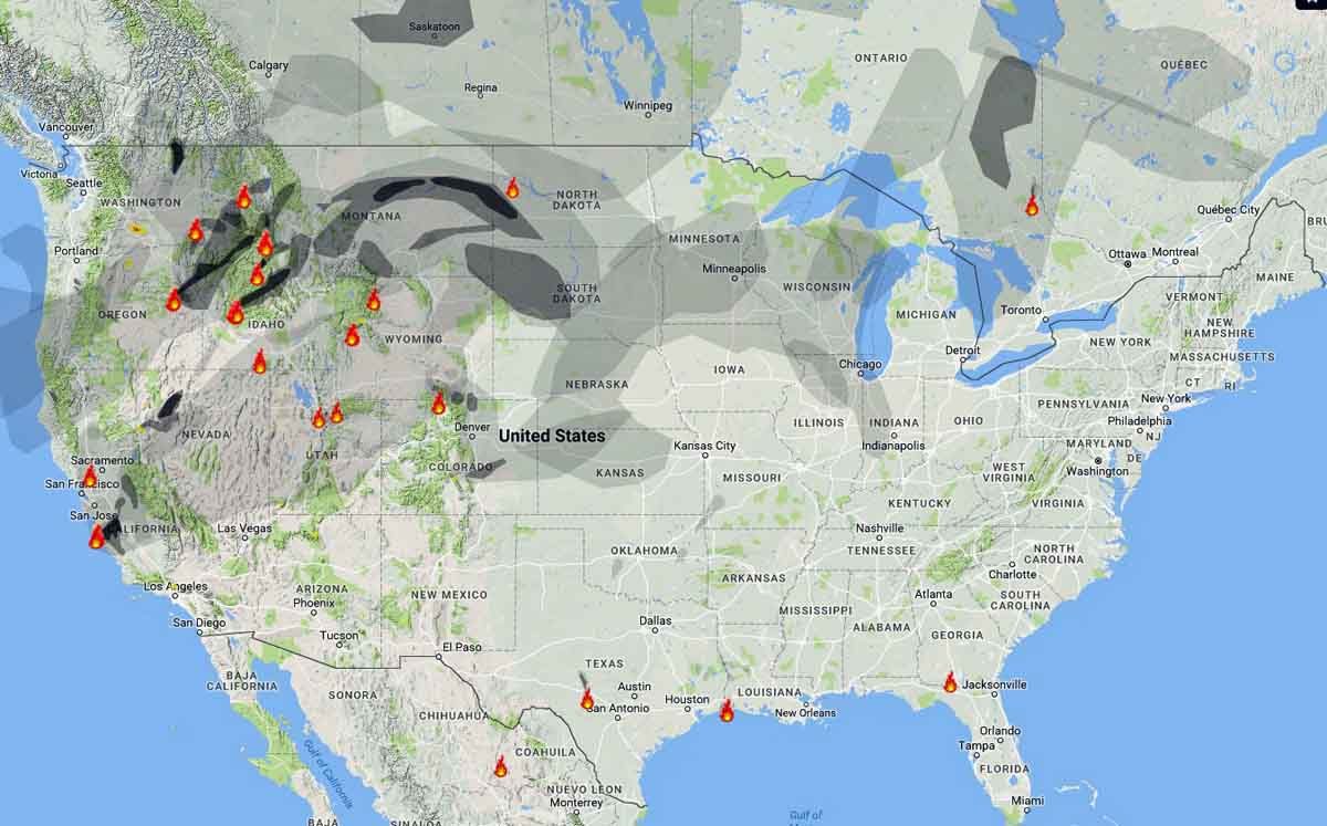 Wildfire smoke map and Red Flag Warnings, August 3, 2016 - Wildfire Today