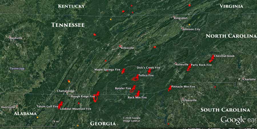Information And Maps Of Five Wildfires In Georgia And North