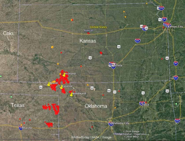 Fires in Kansas, Oklahoma, and Texas burn hundreds of thousands of