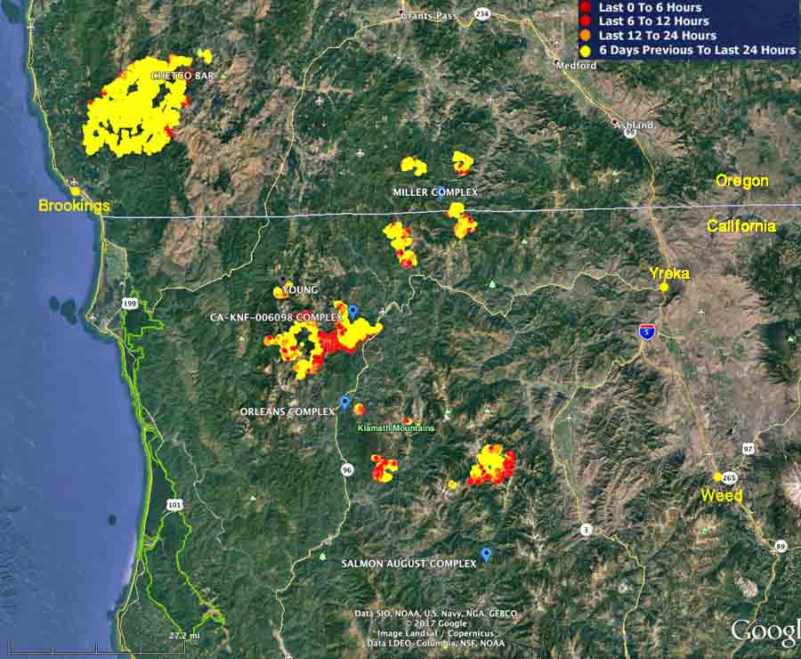 wildfires in southwest Oregon and Northwest California