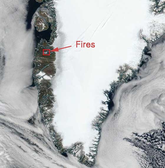 wildfires Greenland map