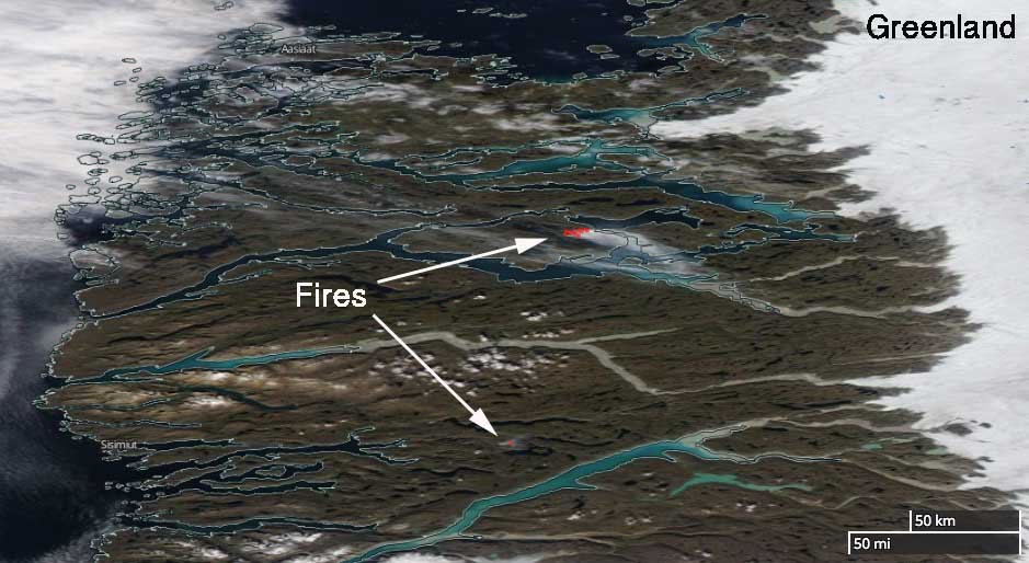 wildfires burning in Greenland