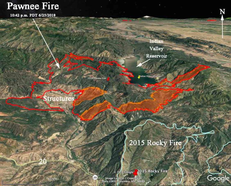 Pawnee Fire in Lake County, California continues to spread east and ...