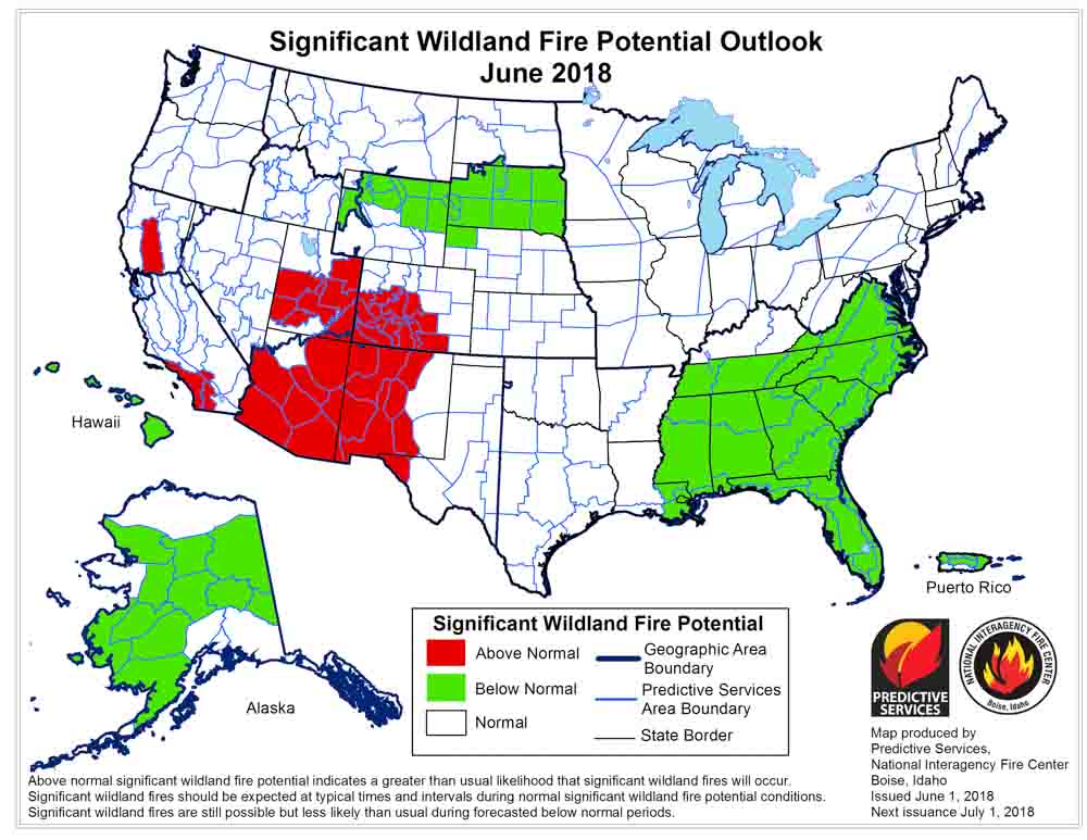 Wildfire potential, June through September Wildfire Today