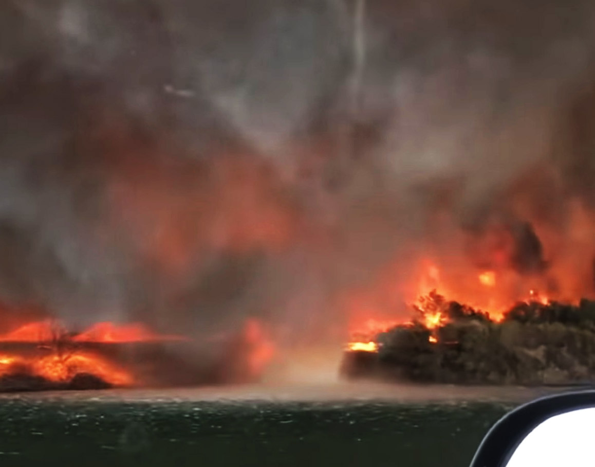 Fire whirl, or waterspout, or fire tornado?