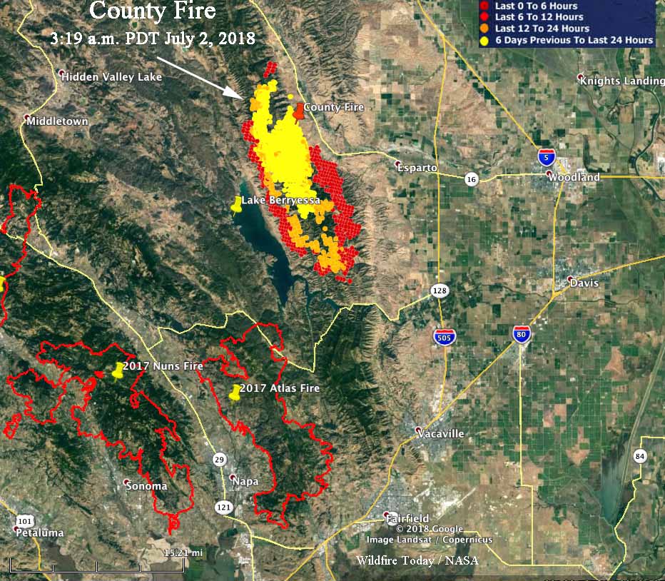County Fire roars through the hills above Lake Berryessa Wildfire Today