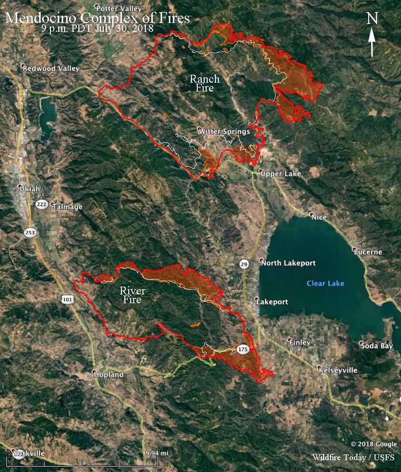 Mendocino Complex Fire Map