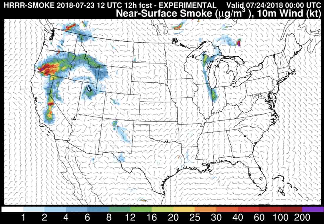 Smoke forecast for July 23, 2018 - Wildfire Today
