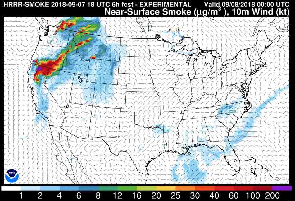 Wildfire smoke map, September 7, 2018 - Wildfire Today