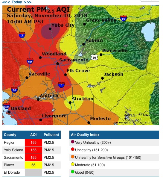 Wildfire Smoke Map November 10 2018 Wildfire Today