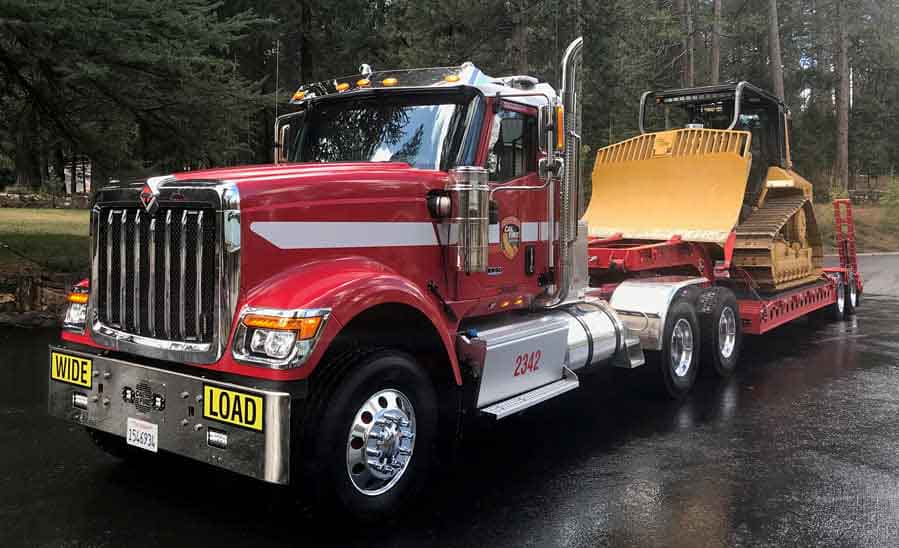 CAL FIRE dozer and transport