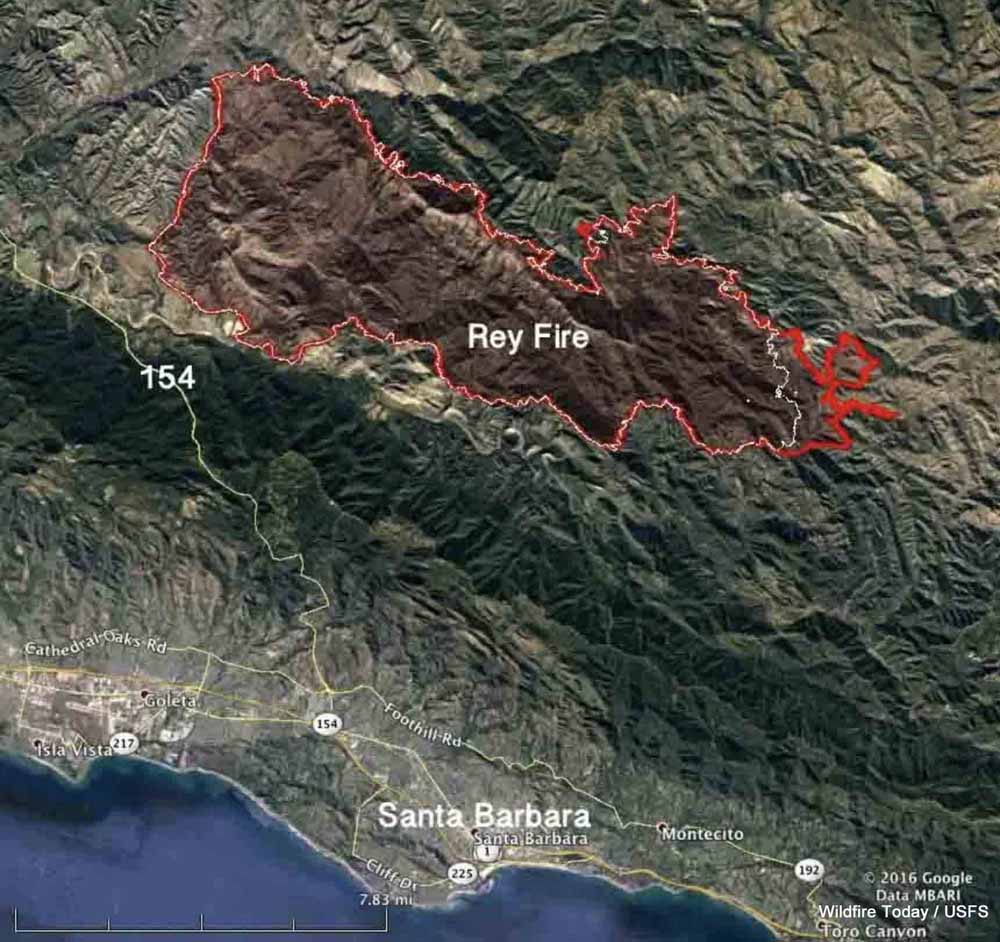Map Rey Fire August 25 2016