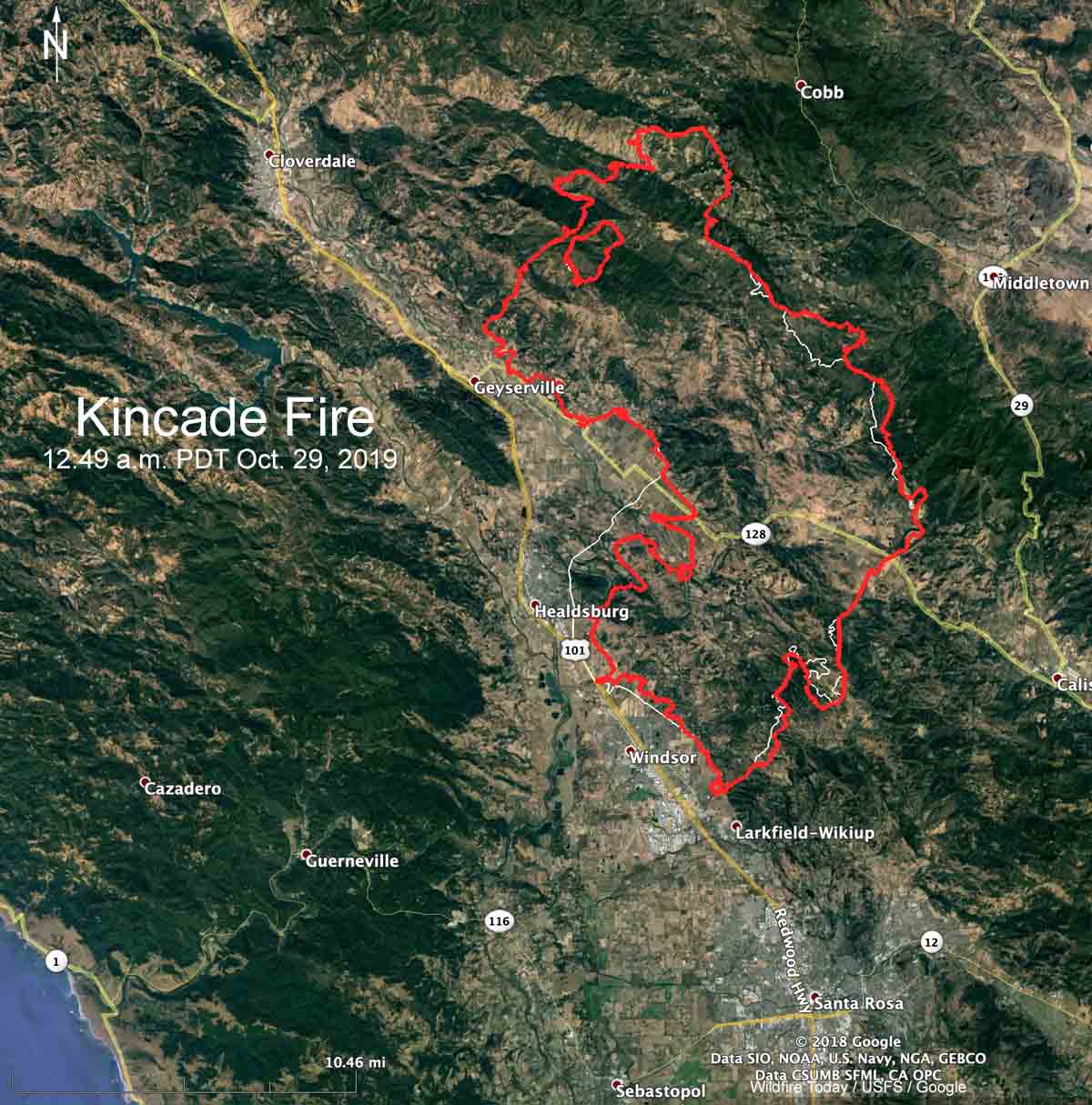 map kincade fire California wildfire