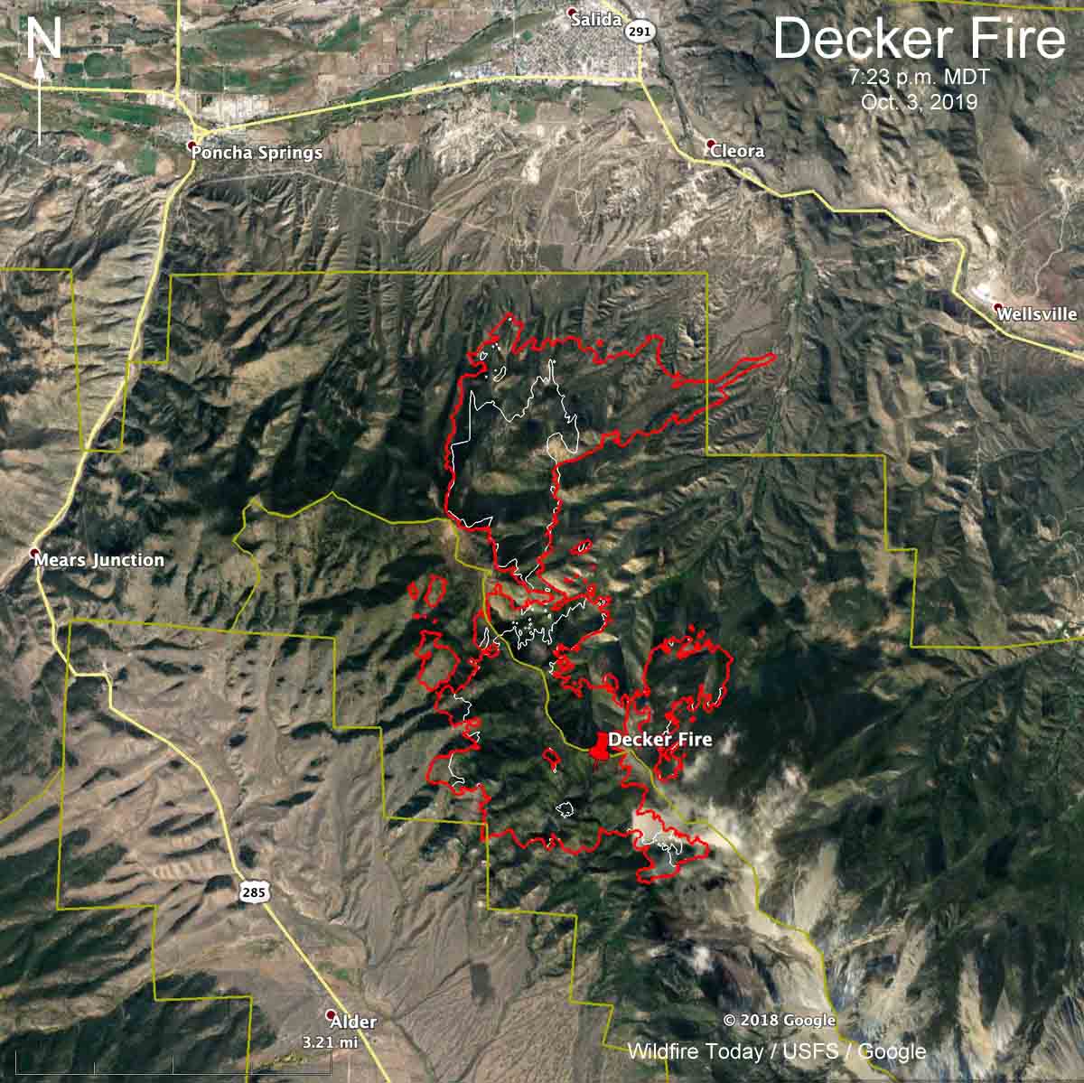 map Decker Fire