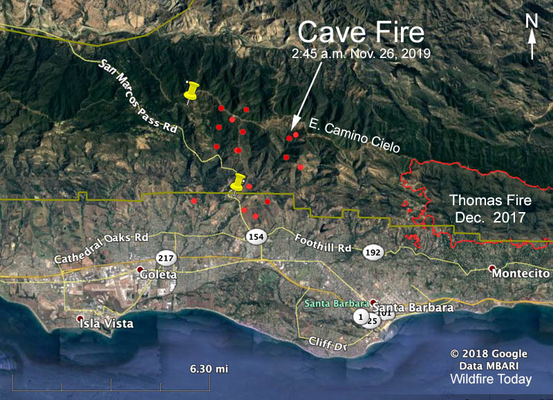 map Cave Fire Santa Barbara