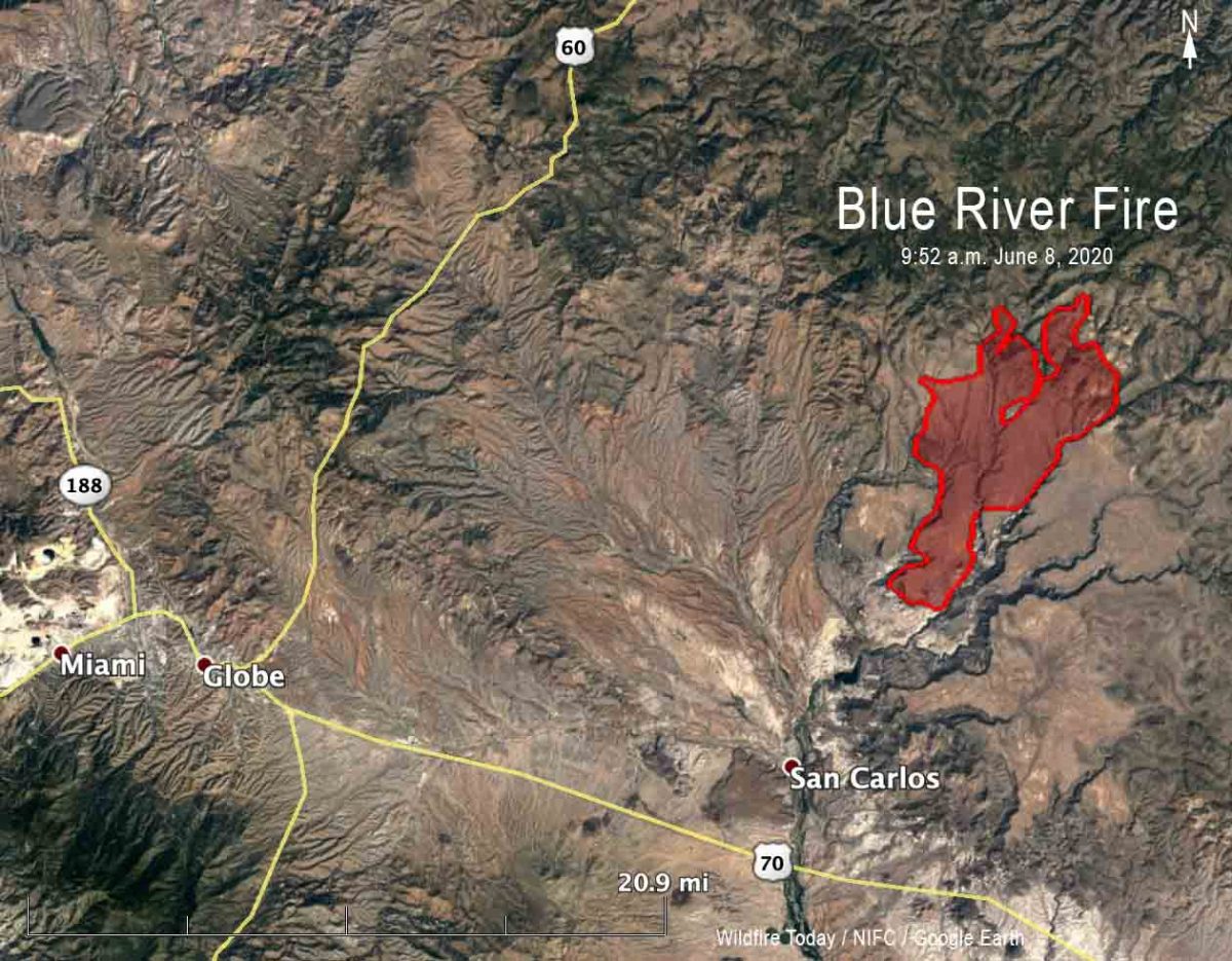 Blue River Fire burns over 18,000 acres east of Globe, Arizona
