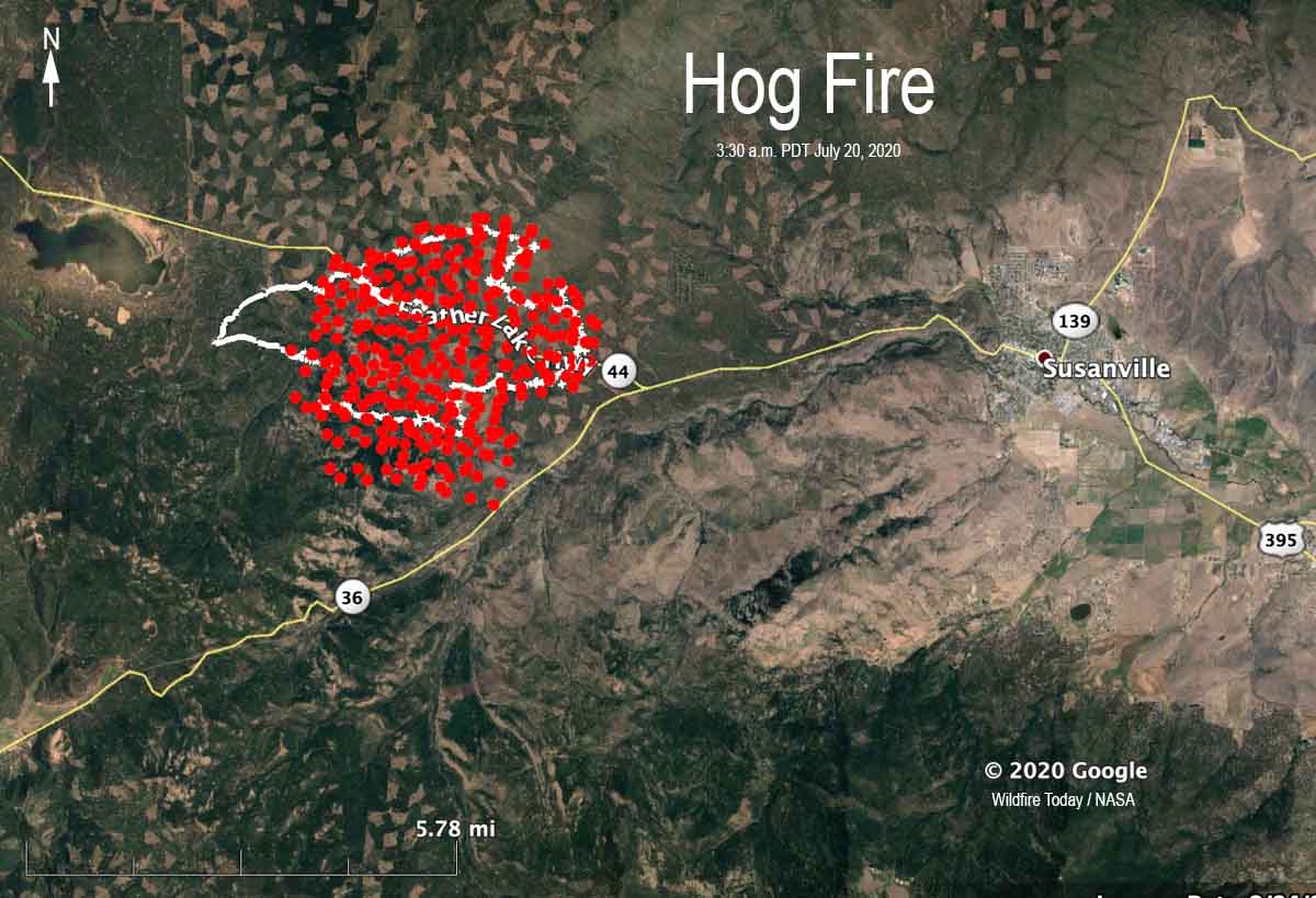 Map of the Hog Fire Susanville California