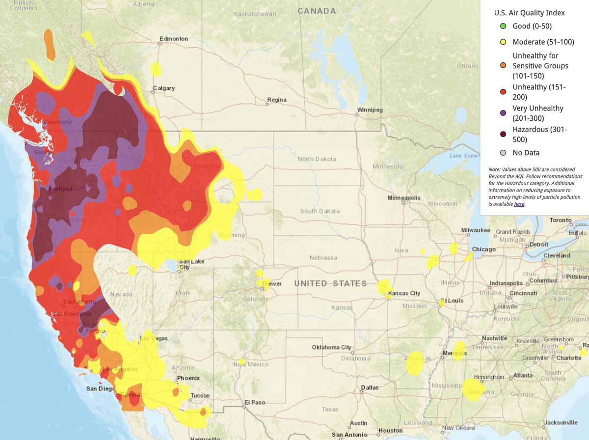 Smoke And Air Quality Maps September 14 Wildfire Today