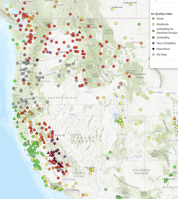 Smoke and air quality maps for September 17, 2020 - Wildfire Today