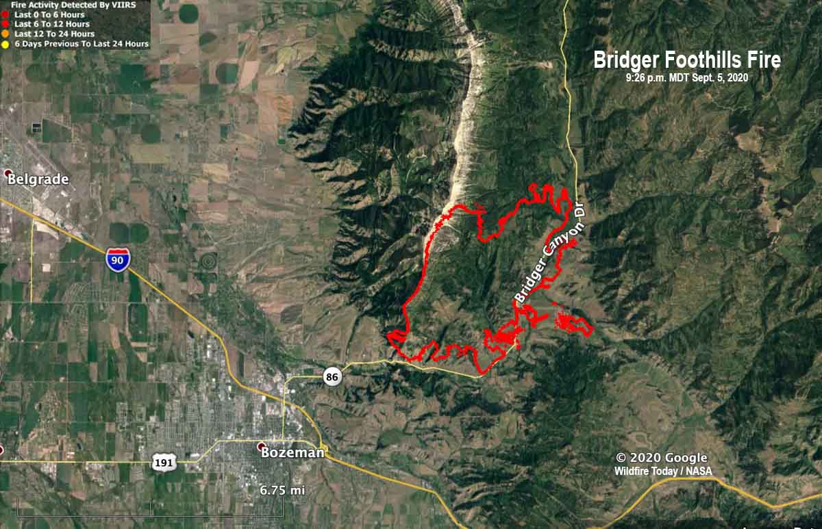 Bridger Foothills Fire map