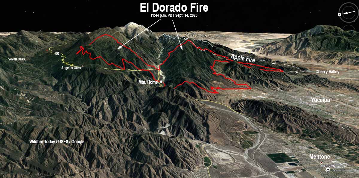 map of the El Dorado Fire
