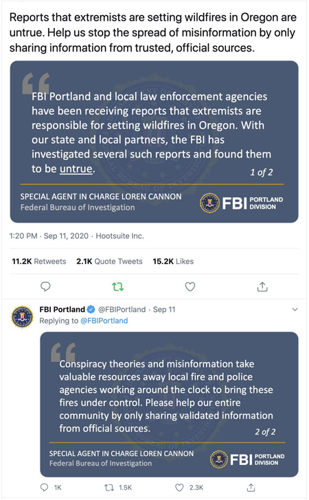 FBI information fires Oregon